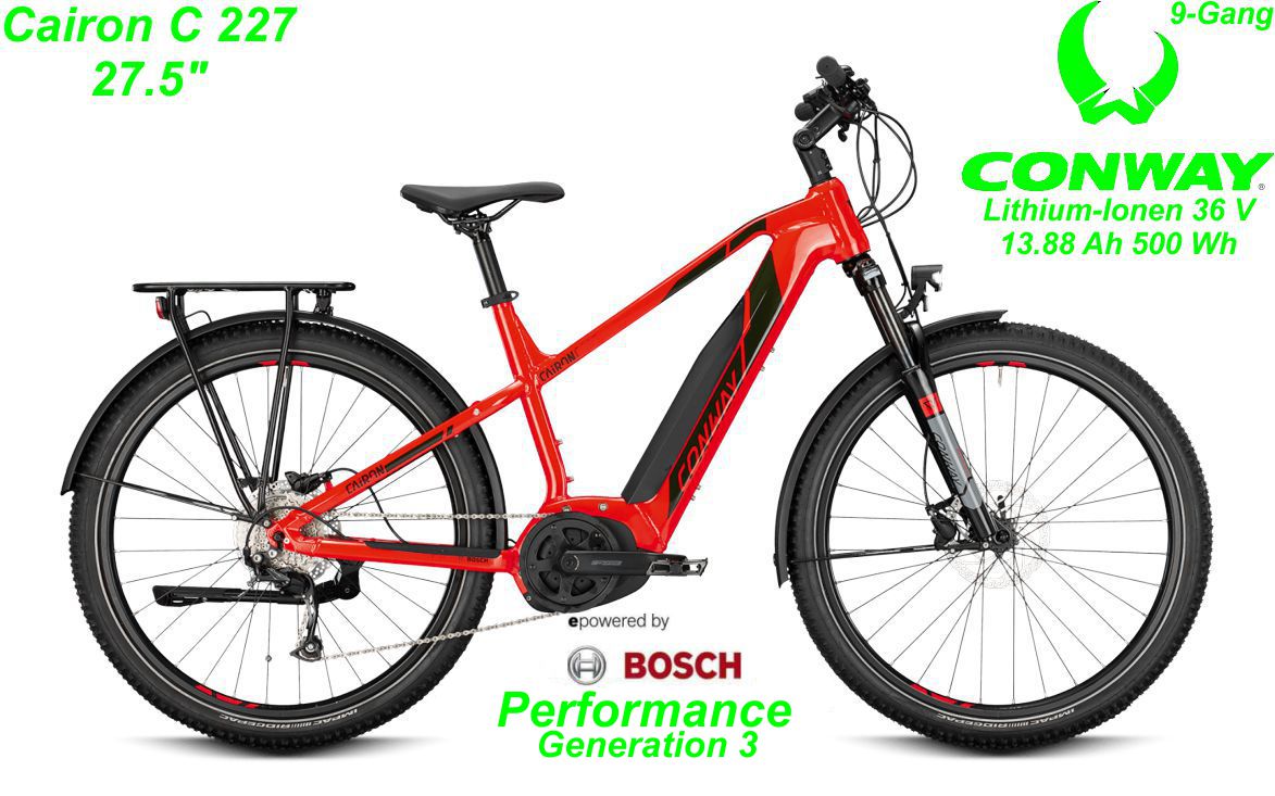 Conway Alu Hardtail Cairon C 227 27.5 Zoll 2021 red / black Bikes Shop kaufen Schweiz
