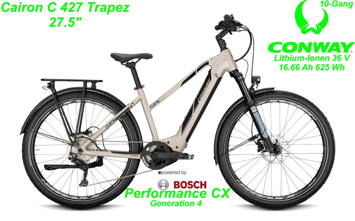 Conway Alu Hardtail Cairon C 427 Trapez 27.5 Zoll 2021 platin matt / black Bikes Shop kaufen Schweiz