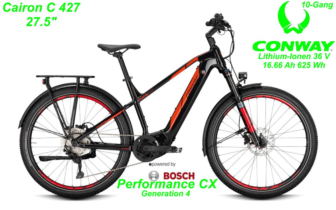 Conway Alu Hardtail Cairon C 427 27.5 Zoll 2021 black / red Bikes Shop kaufen Schweiz