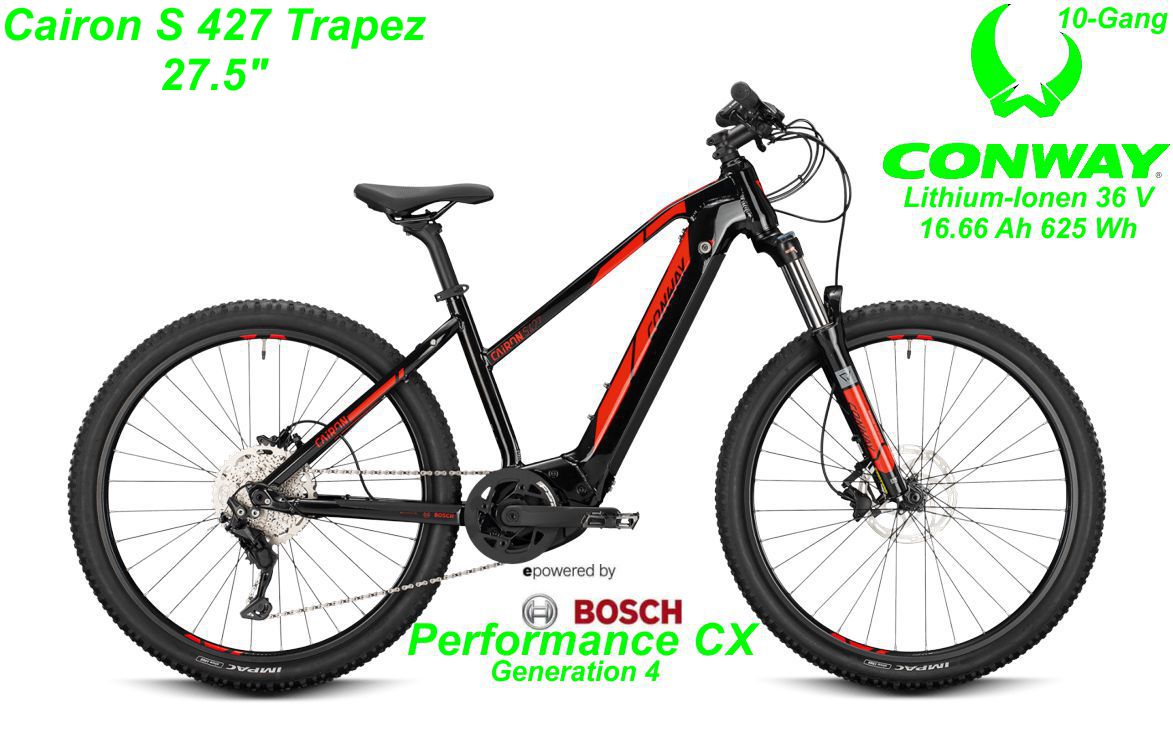Conway Cairon S 427 Trapez 27.5 Zoll Hardtail 2021 black / red Bikes
