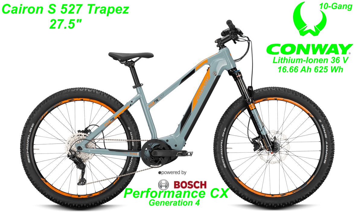 Conway Alu Hardtail Cairon S 527 Trapez 27.5 Zoll 2021 gray / ornage Bikes Shop kaufen Schweiz