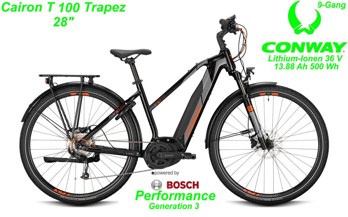 Conway Cairon T 100 500 Trapez 28 Zoll Hardtail 2021 black / gray orange Bikes
