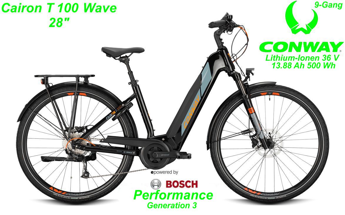 Conway Cairon T 100 500 Wave 28 Zoll Hardtail 2021 black / gray orange Bikes