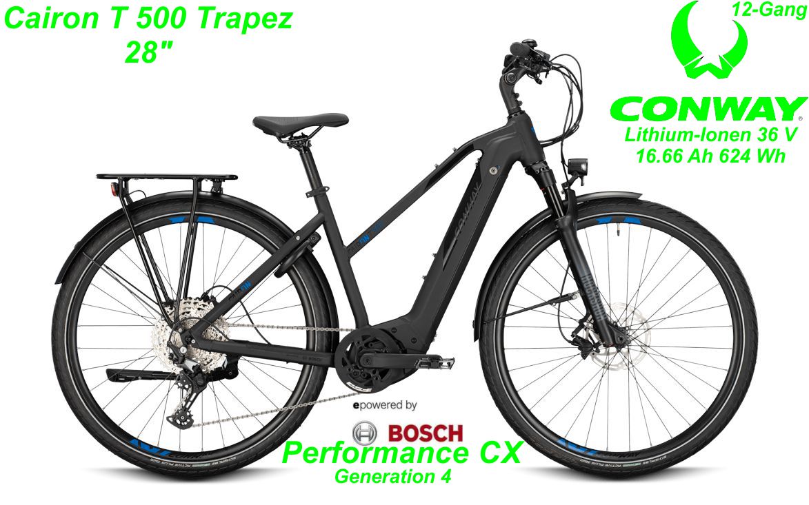 Conway Cairon T 500 Trapez 28 Zoll Hardtail 2021 black matt / blue Bikes