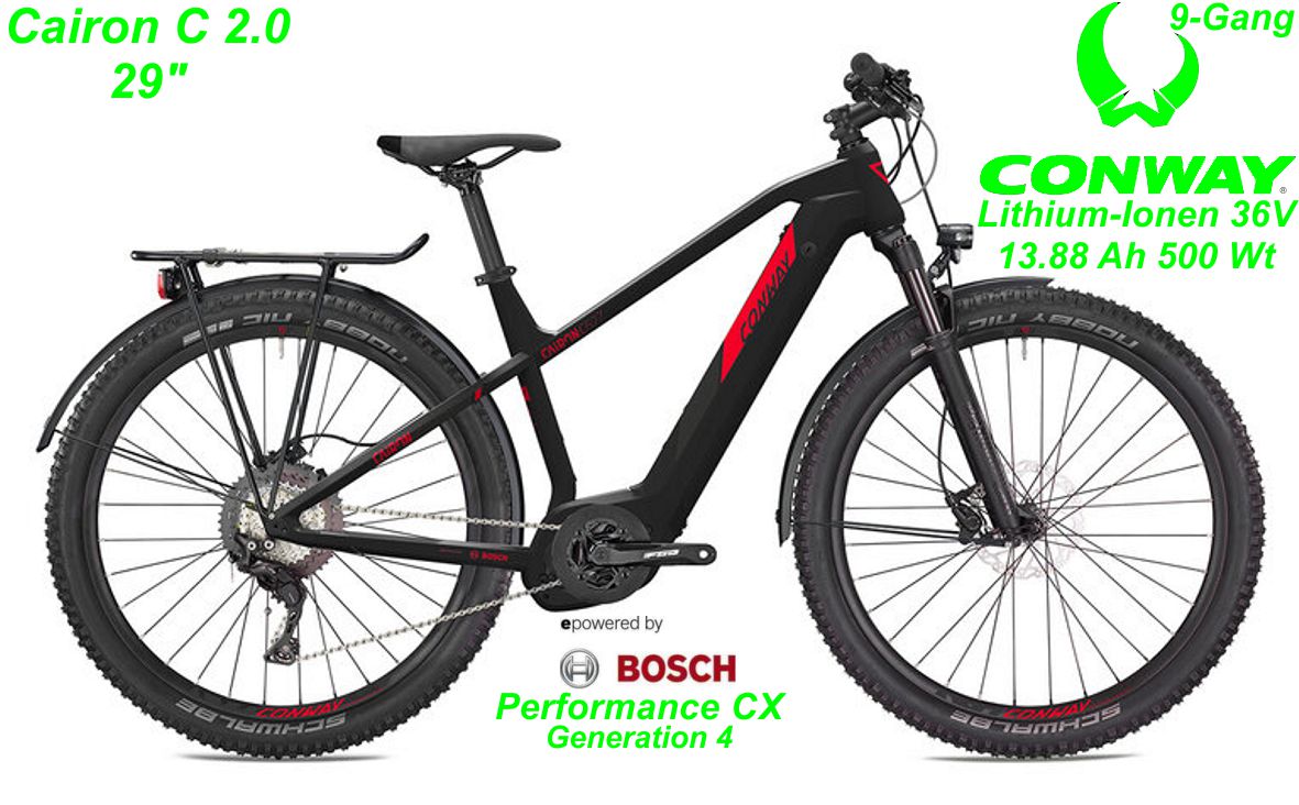 E-Bike Conway Cairon C 2.0 schwarz/rot Modelle 2022 Schweiz Geschäft Laden Werkstatt