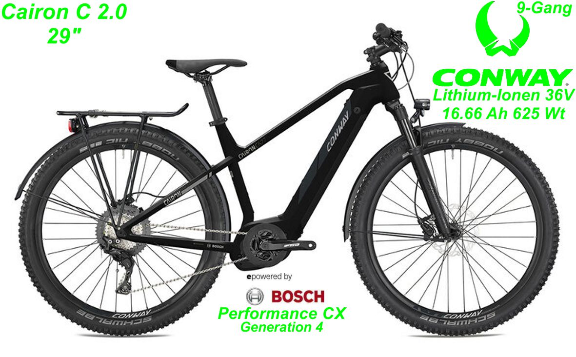 E-Bike Conway Cairon C 2.0 schwarz Modelle 2022 Schweiz Geschäft Laden Werkstatt