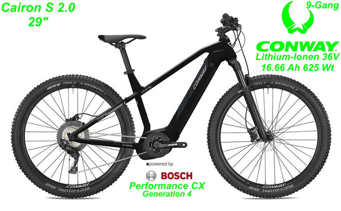 E-Bike Conway Cairon S 2.0 schwarz Modelle 2022 Schweiz Geschäft Laden Werkstatt