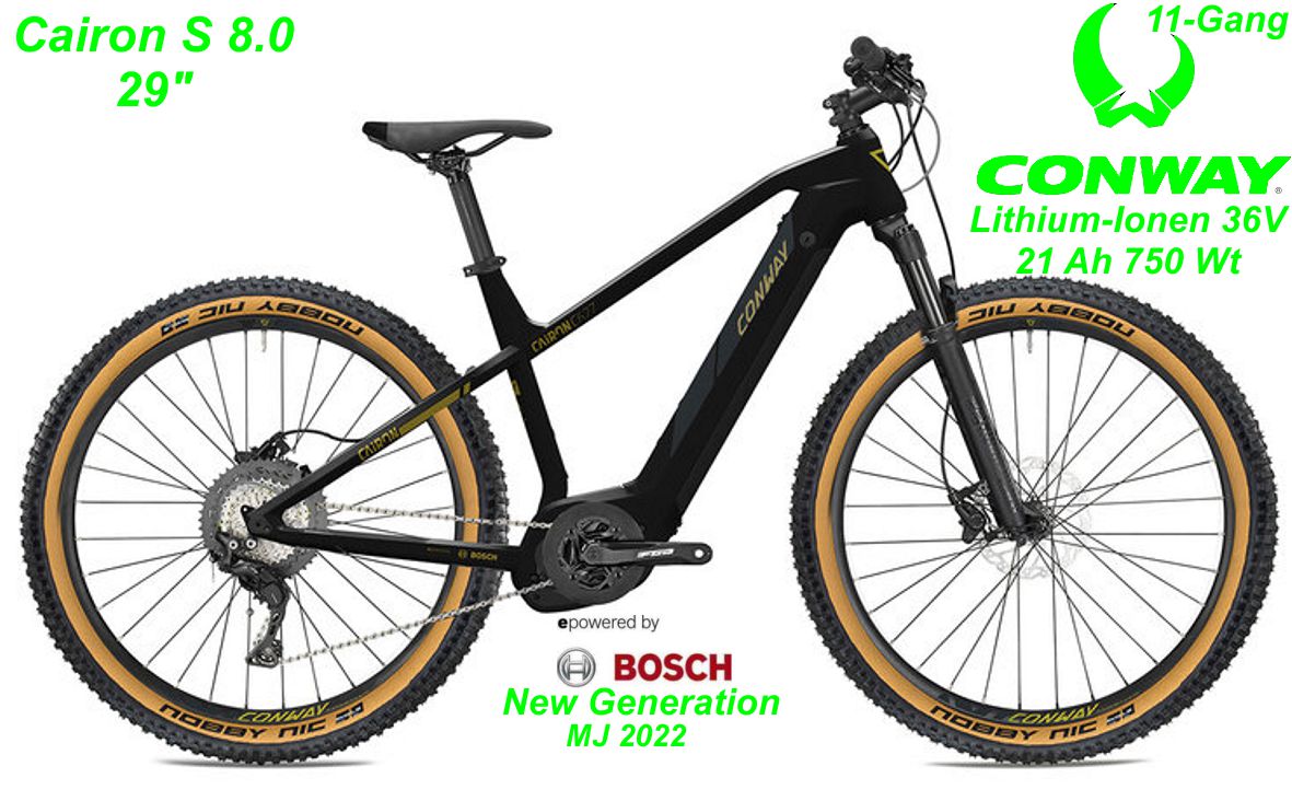 E-Bike Conway Cairon S 8.0 schwarz Modelle 2022 Schweiz Geschäft Laden Werkstatt