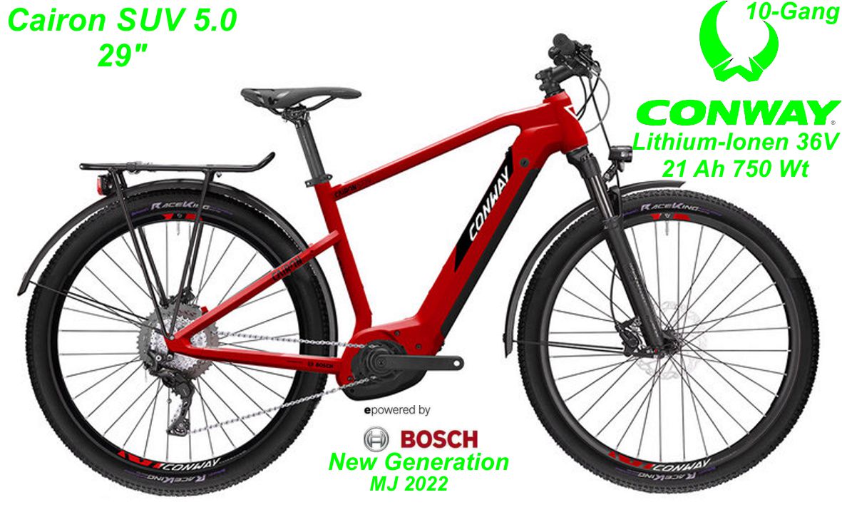 E-Bike Conway Cairon SUV 5.0 rot Modelle 2022 Schweiz Geschäft Laden Werkstatt
