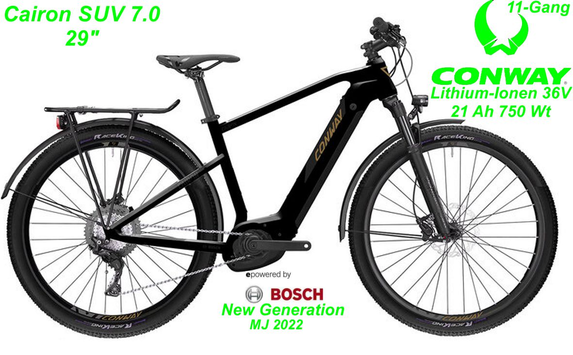 E-Bike Conway Cairon SUV 7.0 schwarz Modelle 2022 Schweiz Geschäft Laden Werkstatt