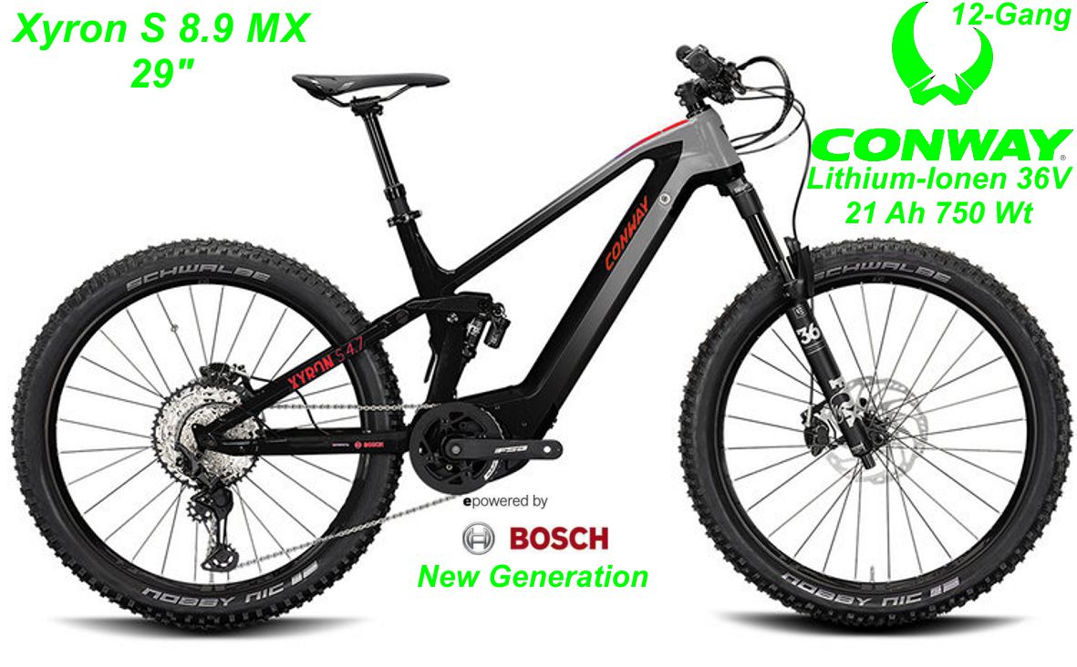 E-Bike Conway Xyron S 8.9 MX 29/27.5 grau/rot Modelle 2022 Schweiz Geschäft Laden Werkstatt