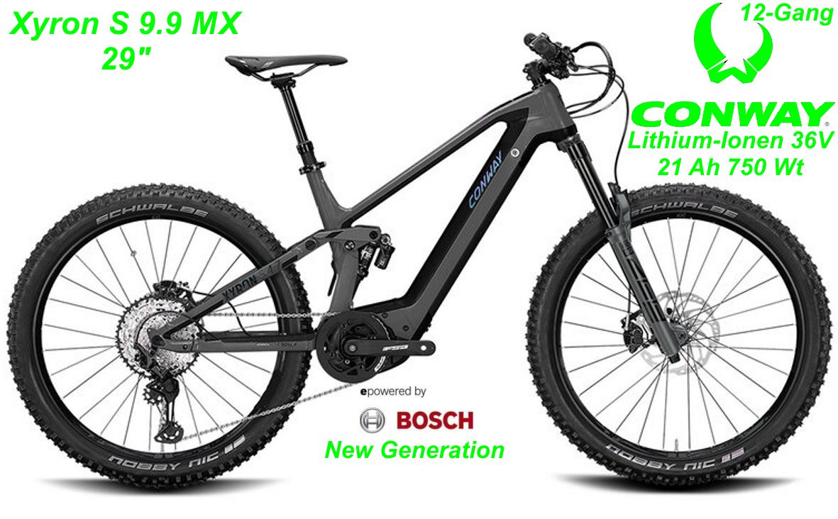 E-Bike Conway Xyron S 9.9 MX 29/27.5 grau/schwarz Modelle 2022 Schweiz Geschäft Laden Werkstatt