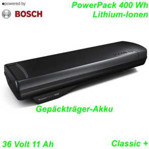 Bosch Gepäckträgerakku PowerPack 400Wh 36V 11Ah schwarz Li-Ionen Ersatzteile Balsthal