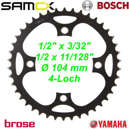 Samox Kettenblatt 32 34 36 38 42 44 46 Z Direct Bosch Gen.4 m/Kettenschutz schwarz Stahl Shop kaufen bestellen Schweiz
