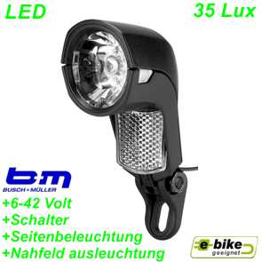 E-Bike LED Scheinwerfer Lumotec upp E 6-42V DC 35 Lux Schalter Nahfeld ausl. Ersatzteile Balsthal