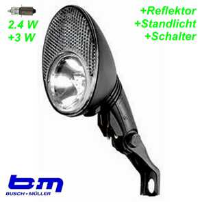 B+M Scheinwerfer Halogen LUMOTEC-Oval-Senso-PLUS m/Schalter m/Reflektor Mountain Bike Fahrrad Velo Teile Ersatzteile Parts Shop Schweiz