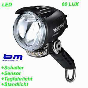 Scheinwerfer LED Lumotec IQ Cyo E 6V DC 60 Lux Schalter Tagfahrlicht Senso Mountain Bike Fahrrad Velo Teile Ersatzteile Parts Shop Schweiz