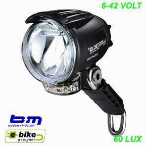 E-Bike LED Scheinwerfer Lumotec IQ Cyo E 6-42V DC  50 Lux  Mountain Bike Fahrrad Velo Teile Ersatzteile Parts Shop Schweiz