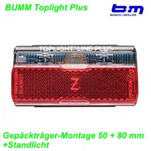 BM Rcklicht B+M Toplight Line plus 50/80 mm Dynamo Standlicht Reflektor fr Dynamo Mountain Bike Fahrrad Velo Teile Ersatzteile Parts Shop Schweiz