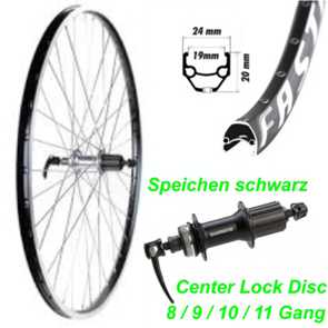 Hinterrad schwarz Center Lock Disc 26 27.5 28 32 36L Felge/Speichen/Nabe FHM615 mit Schnellspanner E- Mountain Bike Fahrrad Velo Shop kaufen Schweiz