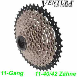 Kassette Ventura 11-G 11-40 / 42 Zähne silber CS Shimano kompatibel Fahrrad Velo E-Bike Ersatzteile