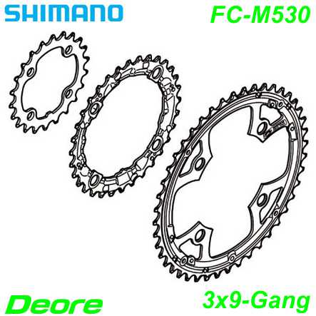 Shimano Kettenblatt 3x9 FC-M530 Fahrrad Velo E-Bike Ersatzteile