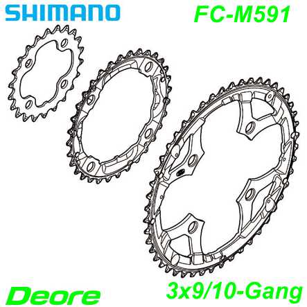 Shimano Kettenblatt 3x9/10 FC-M591 Fahrrad Velo E-Bike Ersatzteile