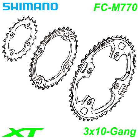 Shimano Kettenblatt 3x10 FC-M770 Fahrrad Velo E-Bike Ersatzteile