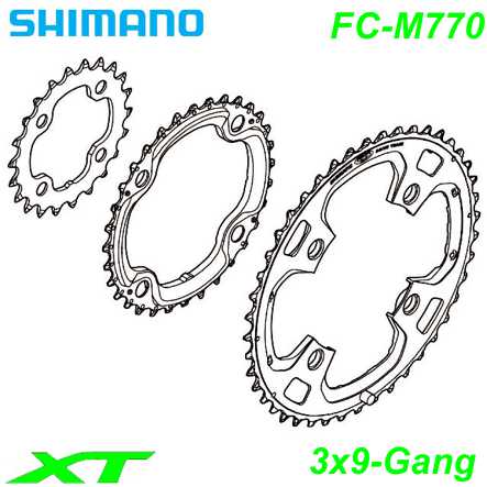Shimano Kettenblatt 3x9 FC-M770 Fahrrad Velo E-Bike Ersatzteile