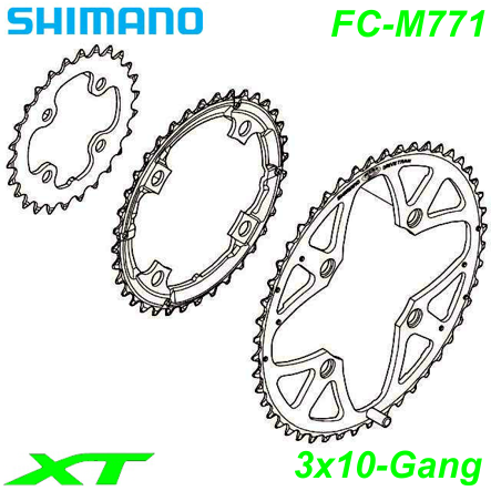 Shimano Kettenblatt 3x10 FC-M771 Fahrrad Velo E-Bike Ersatzteile