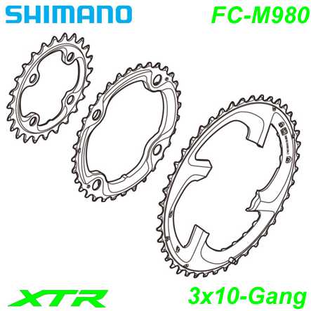 Shimano Kettenblatt 3x10-G. FC-M980 Fahrrad Velo E-Bike Ersatzteile