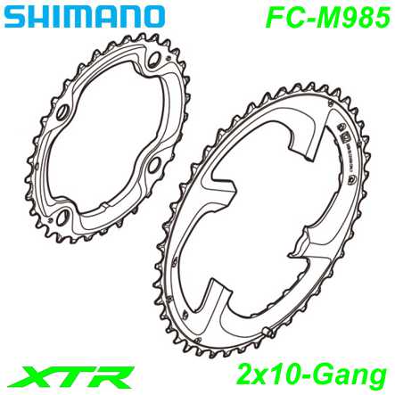 Shimano Kettenblatt 2x10-G. FC-M985 Fahrrad Velo E-Bike Ersatzteile