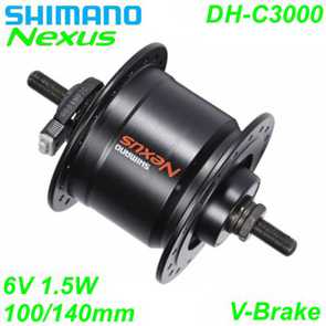 Shimano Nabendynamo DH-C3000-1 V-Brake 36-L 6V/1.5W schwarz 100/140mm Festachse Bike Fahrrad Velo Ersatzteile