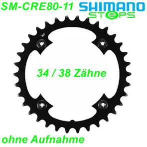 Shimano Steps Kettenblatt SM-CRE80-11 34/38 Zhne o/Aufnahme schwarz Ersatzteile Balsthal